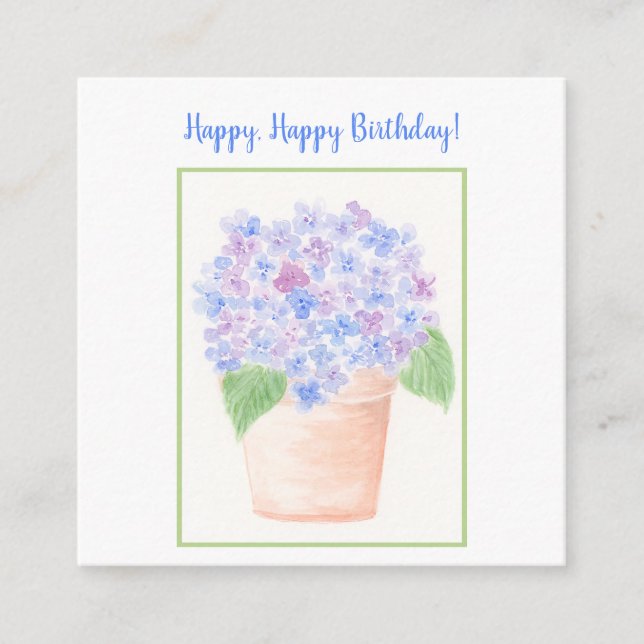 Carte D'accompagnement Aquarelle à perte peinte à la main Hydrangea Flora (Devant)