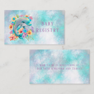 Carte D'accompagnement Aquarelle Adorable Dolphin & Floral Babal Registry