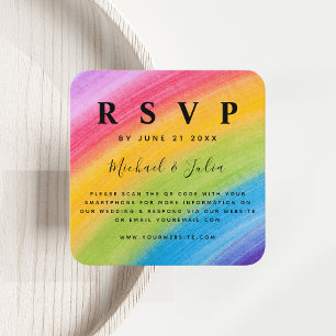 Carte D'accompagnement Aquarelle arc-en-ciel coloré QR Code Mariage RSVP