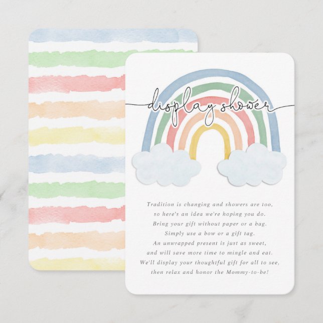Carte D'accompagnement Aquarelle arc-en-ciel pastel douche (Devant / Derrière)