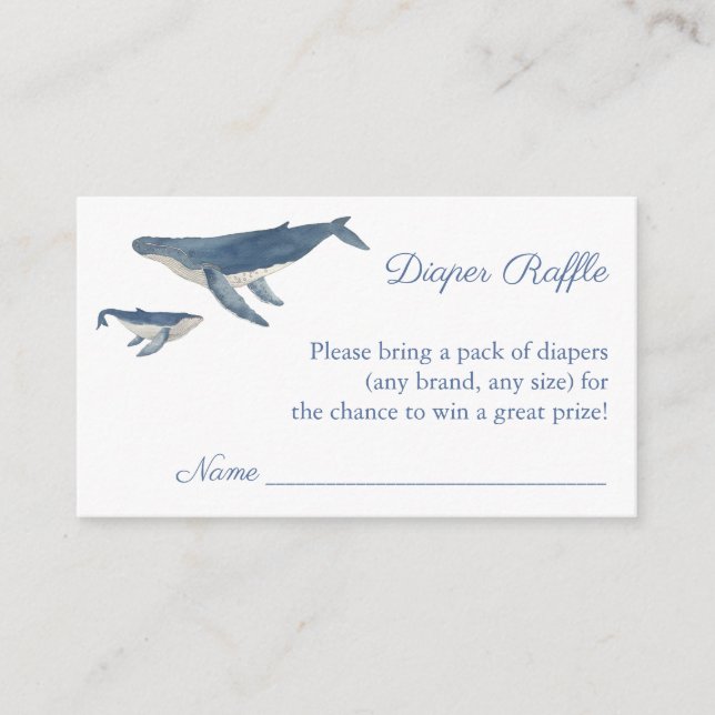 Carte D'accompagnement Aquarelle Baby shower de baleine Raffin (Devant)
