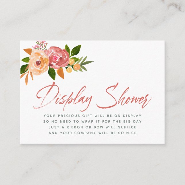 Carte D'accompagnement Aquarelle Baby shower floral (Devant)