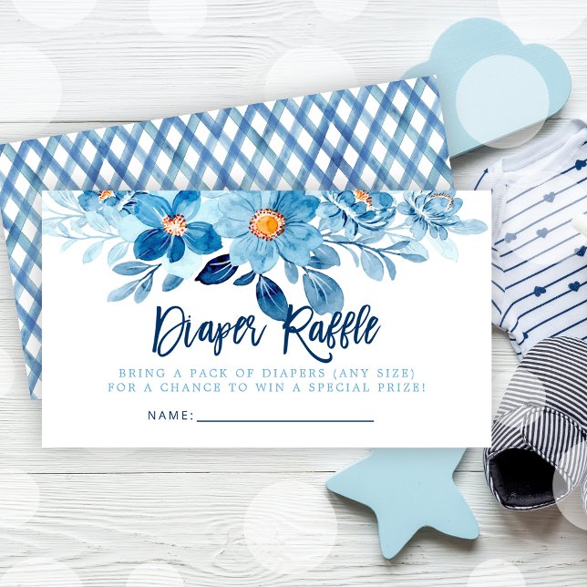 Carte D'accompagnement Aquarelle Baby shower floral Déchets rabat Billet (Watercolor Floral Baby Shower Diaper Raffle Ticket Enclosure Card)