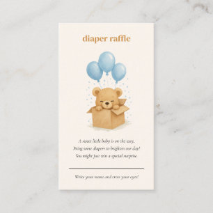 Carte D'accompagnement Aquarelle Balloon Bear Diaper Baby shower Raffin