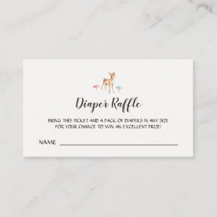 Carte D'accompagnement Aquarelle Bébé Cerf Champignons Raffle de couche