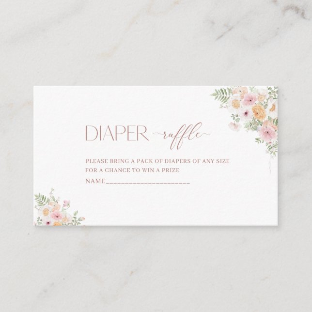 Carte D'accompagnement Aquarelle bébé en fleur Baby shower tombole de cou (Devant)