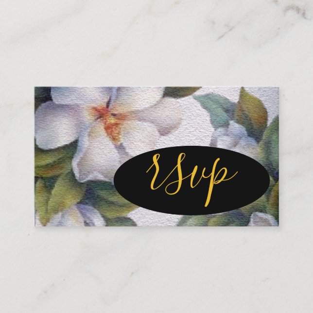 Carte D'accompagnement Aquarelle blanc Floral RSVP (Devant)