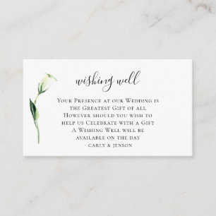 Carte D'accompagnement Aquarelle blanche Mariage Floral Wishing well