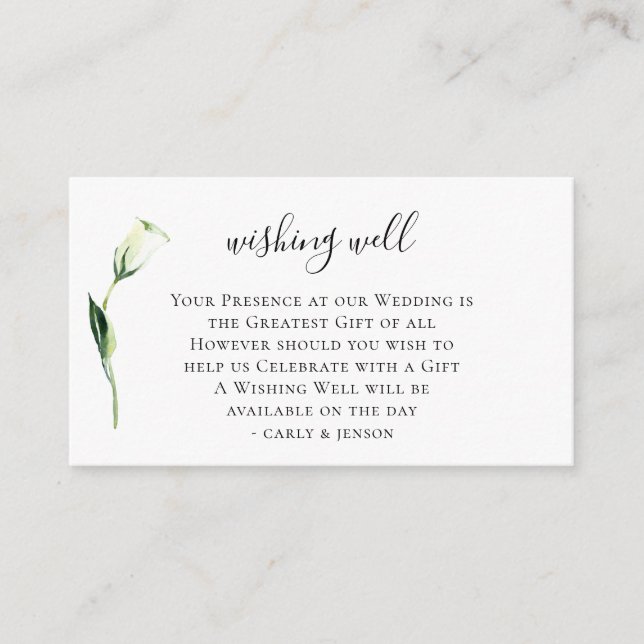 Carte D'accompagnement Aquarelle blanche Mariage Floral Wishing well (Devant)