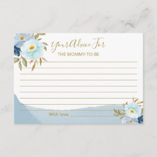 Carte D'accompagnement Aquarelle bleu clair Baby shower Floral Conseils