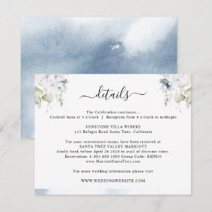 Carte D'accompagnement Aquarelle bleu clair chic, Détails du Mariage flor