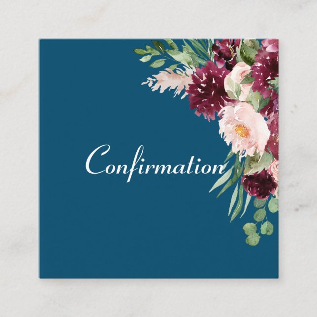 Carte D'accompagnement Aquarelle bleu marine Confirmation florale (Devant)
