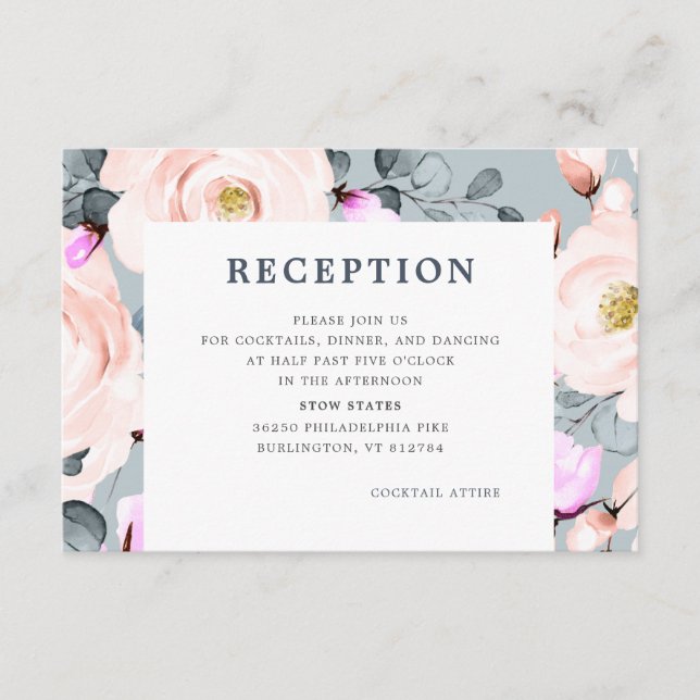 Carte D'accompagnement Aquarelle bleu rouille et poussiéreuse Réception f (Devant)