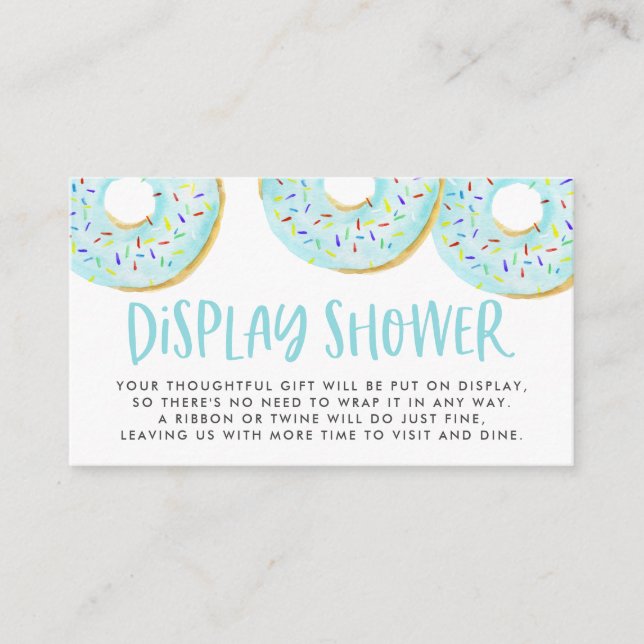 Carte D'accompagnement Aquarelle Bleu Sprinkle Donuts Affichage Douche (Devant)