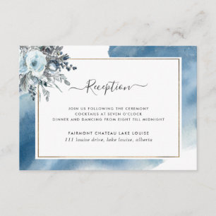 Carte D'accompagnement Aquarelle bleue et mariage floral Réception &