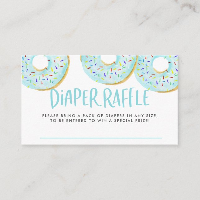 Carte D'accompagnement Aquarelle Blue Sprinkt Donuts Diaper Raffle Jeu (Devant)