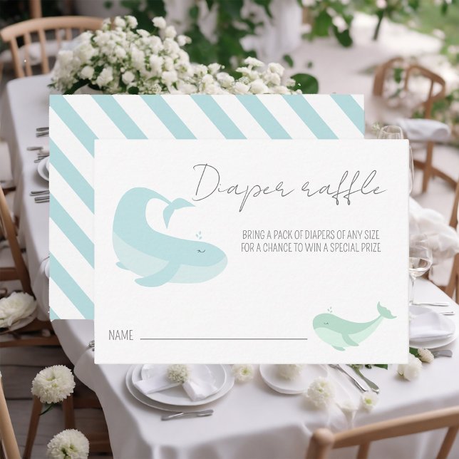 Carte D'accompagnement Aquarelle Blue Whale Baby shower Déchets Raffle (Créateur téléchargé)