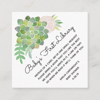 Carte D'accompagnement Aquarelle Blush Rose et première bibliothèque Succ