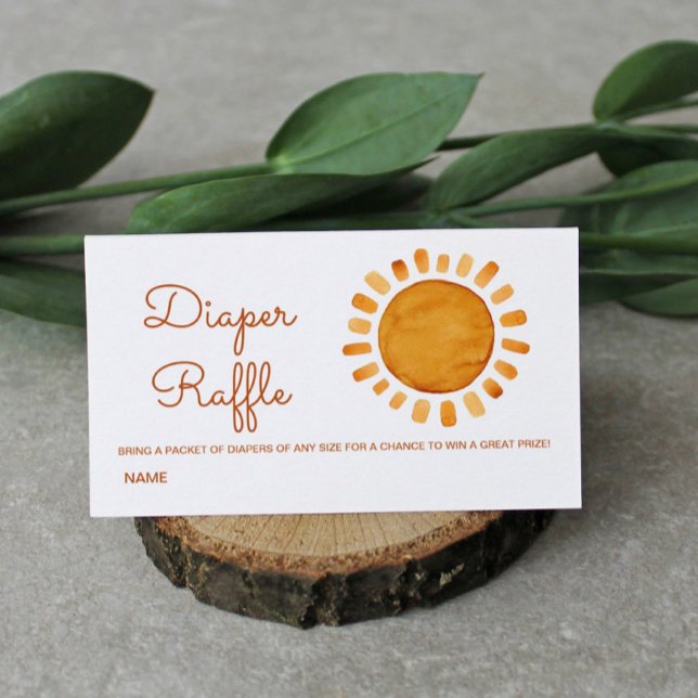 Carte D'accompagnement Aquarelle Boho Sun Baby shower Diaper Raffle (Créateur téléchargé)