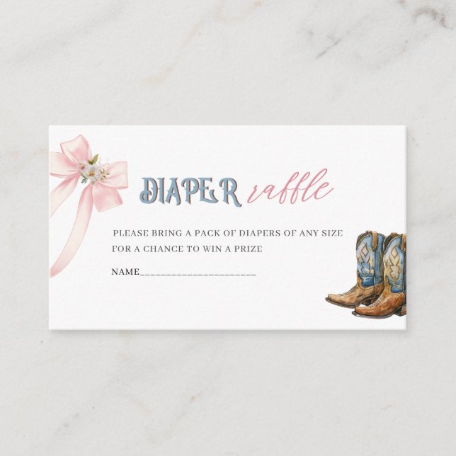 Carte D'accompagnement Aquarelle Boots ou Bows baby shower couche raf (Devant)