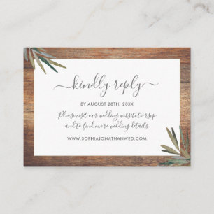 Carte D'accompagnement Aquarelle botanique Site Mariage de bois RSVP