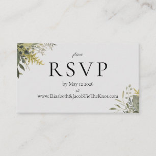 Carte D'accompagnement Aquarelle botanique Vert Mariage RSVP Card