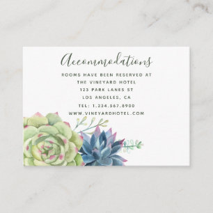 Carte D'accompagnement Aquarelle Cactus Succulents Mariage Hébergement