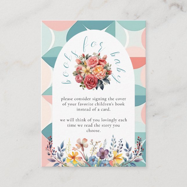 Carte D'accompagnement Aquarelle Carrelage Floral Bleu Livres Pour Baby s (Devant)