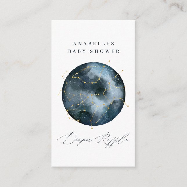 Carte D'accompagnement Aquarelle céleste lune et étoiles tombole (Devant)