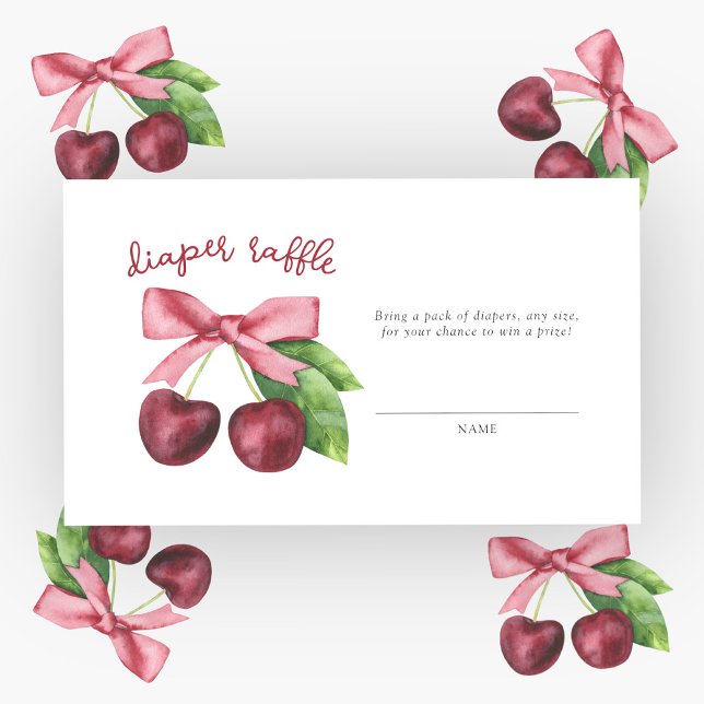 Carte D'accompagnement Aquarelle cerise arc baby shower tombole (Créateur téléchargé)