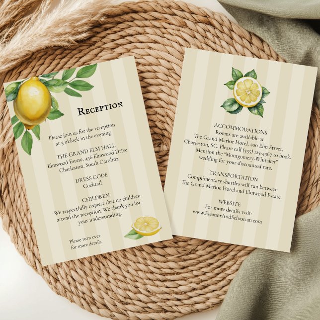 Carte D'accompagnement Aquarelle Citron Jaune Citrus Russe Mariage (Créateur téléchargé)