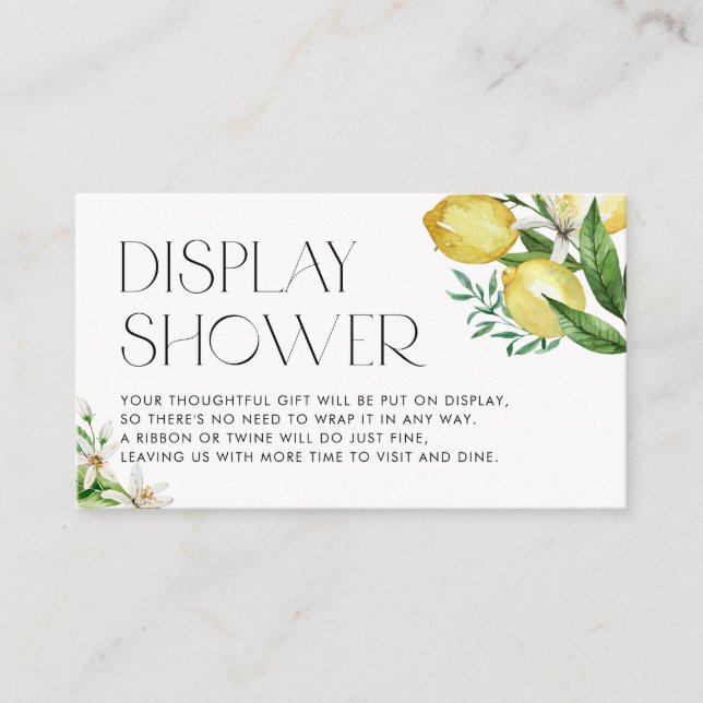 Carte D'accompagnement Aquarelle Citrons et fleurs Afficher douche (Devant)