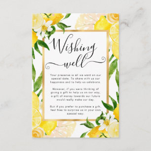 Carte D'accompagnement Aquarelle Citrons et Fleurs Mariage Wishing well