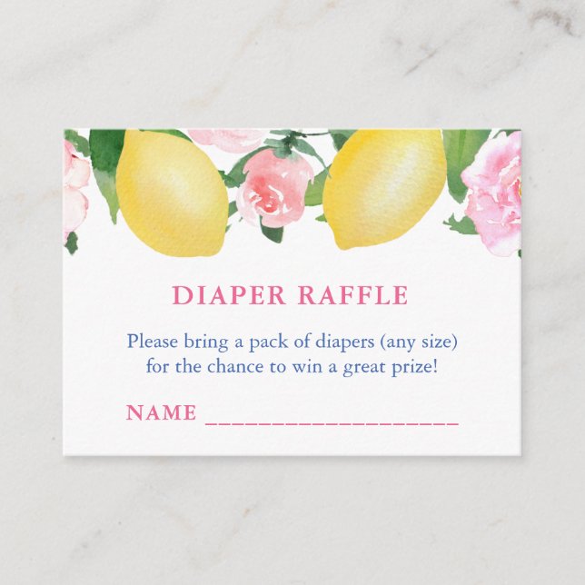 Carte D'accompagnement Aquarelle Citrus Citron Fleurs roses Quitter Raffl (Devant)
