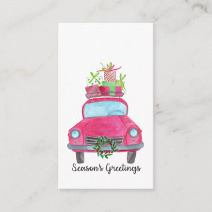 Carte D'accompagnement Aquarelle classique de voiture de Bonnes Fêtes