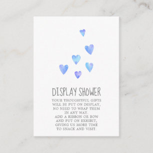 Carte D'accompagnement Aquarelle Coeurs garçon Baby shower écran douche