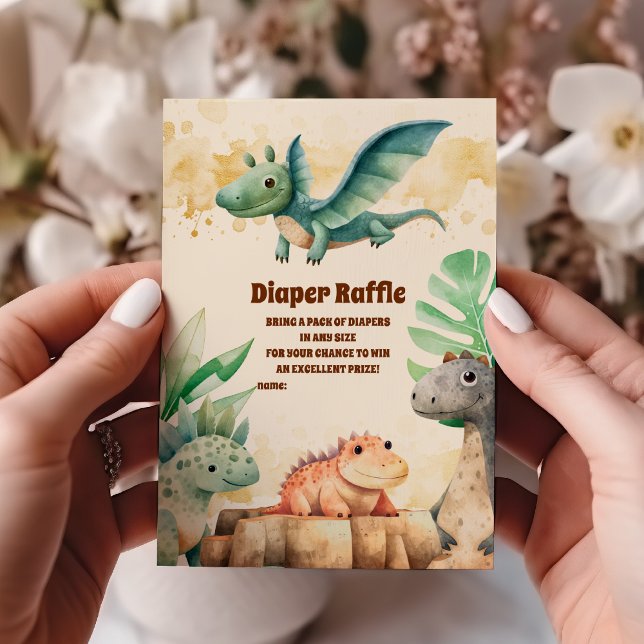 Carte D'accompagnement Aquarelle Cute Dinosaure Diapper Raffe (Créateur téléchargé)