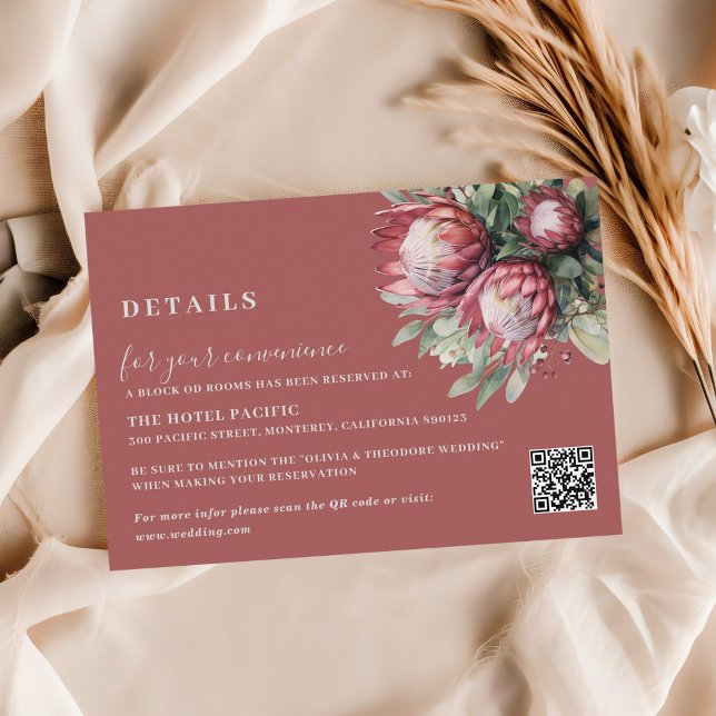 Carte D'accompagnement Aquarelle de Protea autochtone Boho floral Botaniq (Créateur téléchargé)