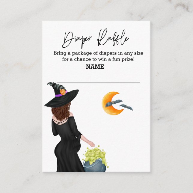 Carte D'accompagnement Aquarelle de sorcière Halloween Raffle de couches (Devant)