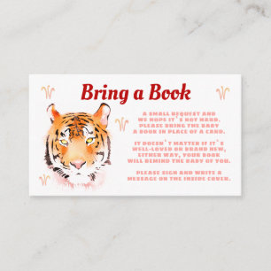 Carte D'accompagnement Aquarelle de tigre Apportez un Baby shower de livr
