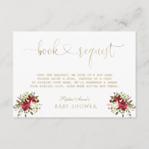 Carte D'accompagnement Aquarelle délicate Poinsettia Baby shower Or