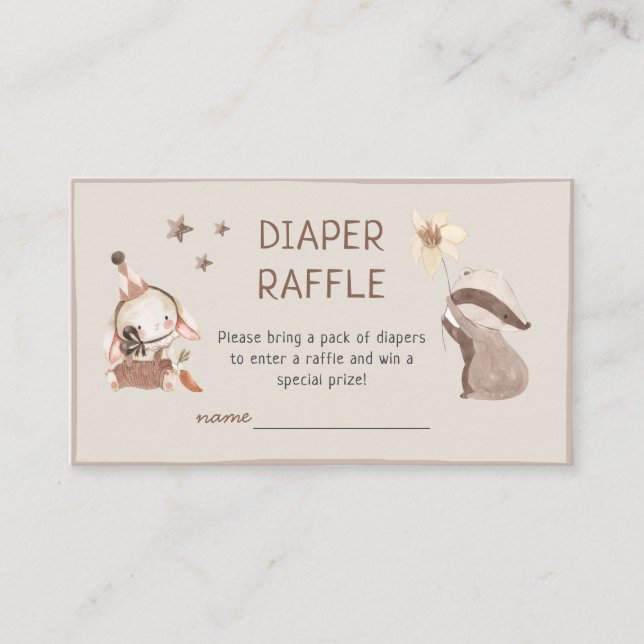 Carte D'accompagnement Aquarelle douce Boho Raffle de couche animale (Devant)