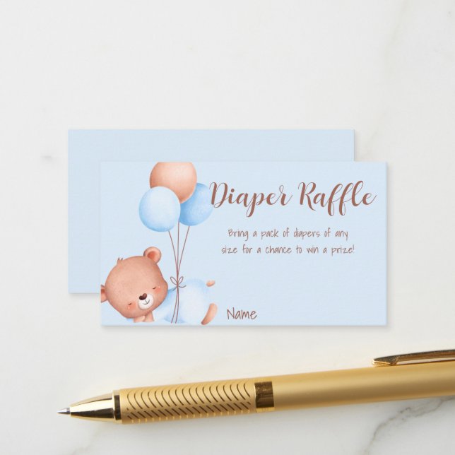 Carte D'accompagnement Aquarelle d'ours rose pâle Quireau Repas En (Devant/Arrière en situation)