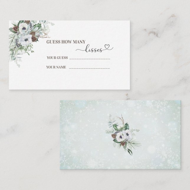 Carte D'accompagnement Aquarelle Élégante Hiver Anémones fleurs nuptiale (Devant / Derrière)