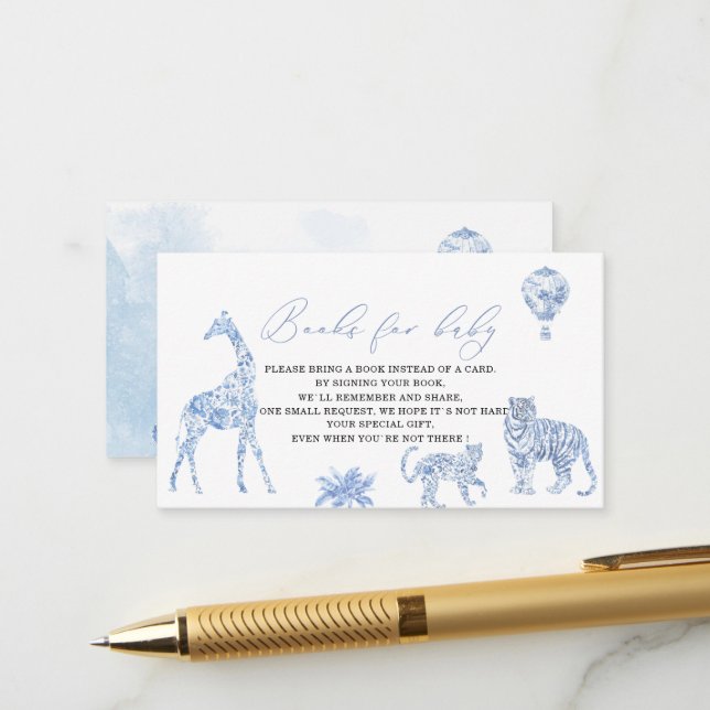 Carte D'accompagnement Aquarelle élégante toile safari chinoiserie bébé s (Devant/Arrière en situation)