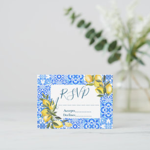 Carte D'accompagnement Aquarelle en tuile toscane avec citron RSVP