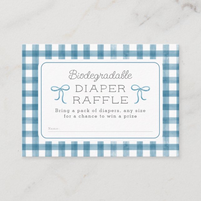 Carte D'accompagnement Aquarelle En vichy Denim Blue Diaper Raffle (Devant)