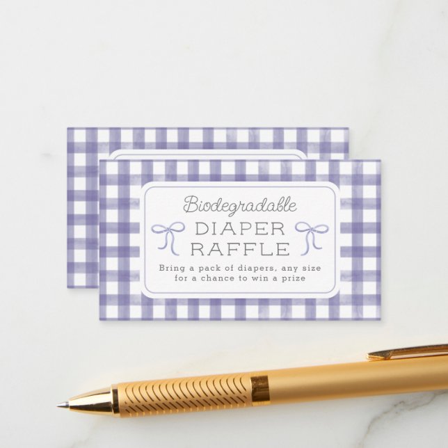 Carte D'accompagnement Aquarelle En vichy Papier violet Raffin Petit (Devant/Arrière en situation)