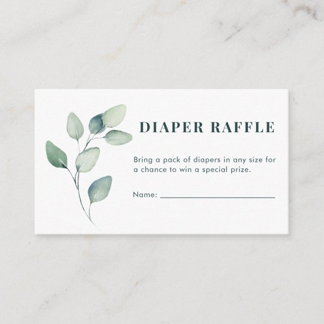 Carte D'accompagnement Aquarelle Eucalyptus Baby shower Déchets Raffin (Devant)