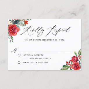 Carte D'accompagnement Aquarelle Festif Frontières florales hiver RSVP